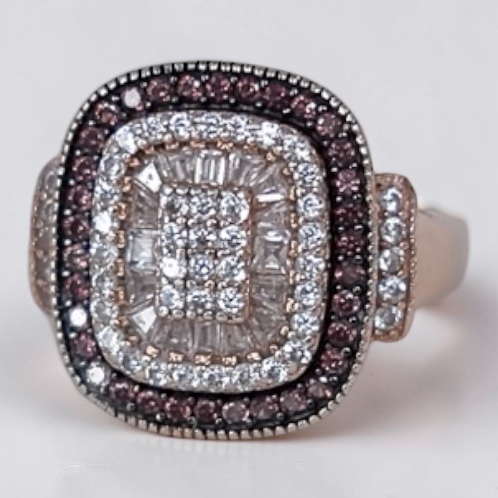 Vintage Bella Luce Sterling Silver Rose Gold Mocha Stone Statement Ring SIZE 6